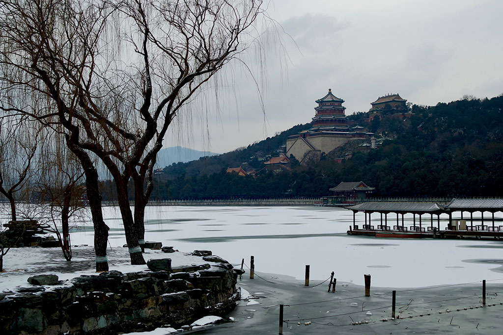 Frozen lake at the Summer Palace