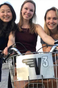 Tracie and two friends on bikes