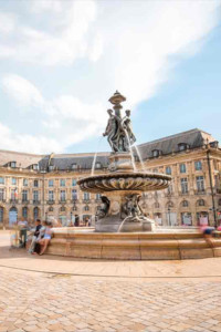 Plaza and fountain in Bordeaux, France