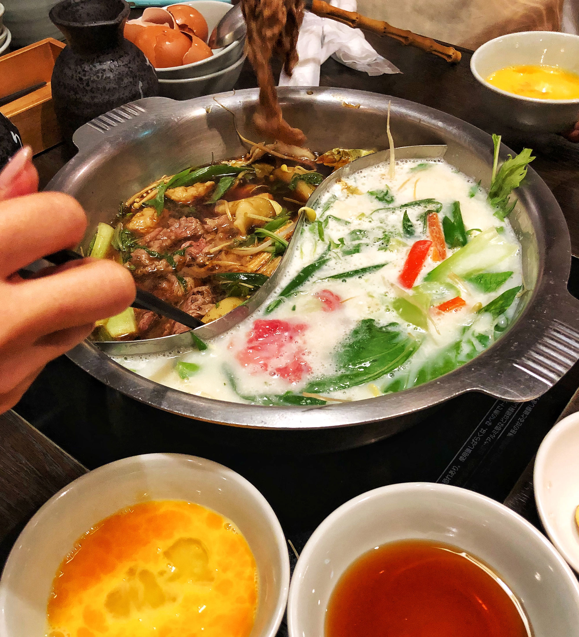 Food in a hot pot.