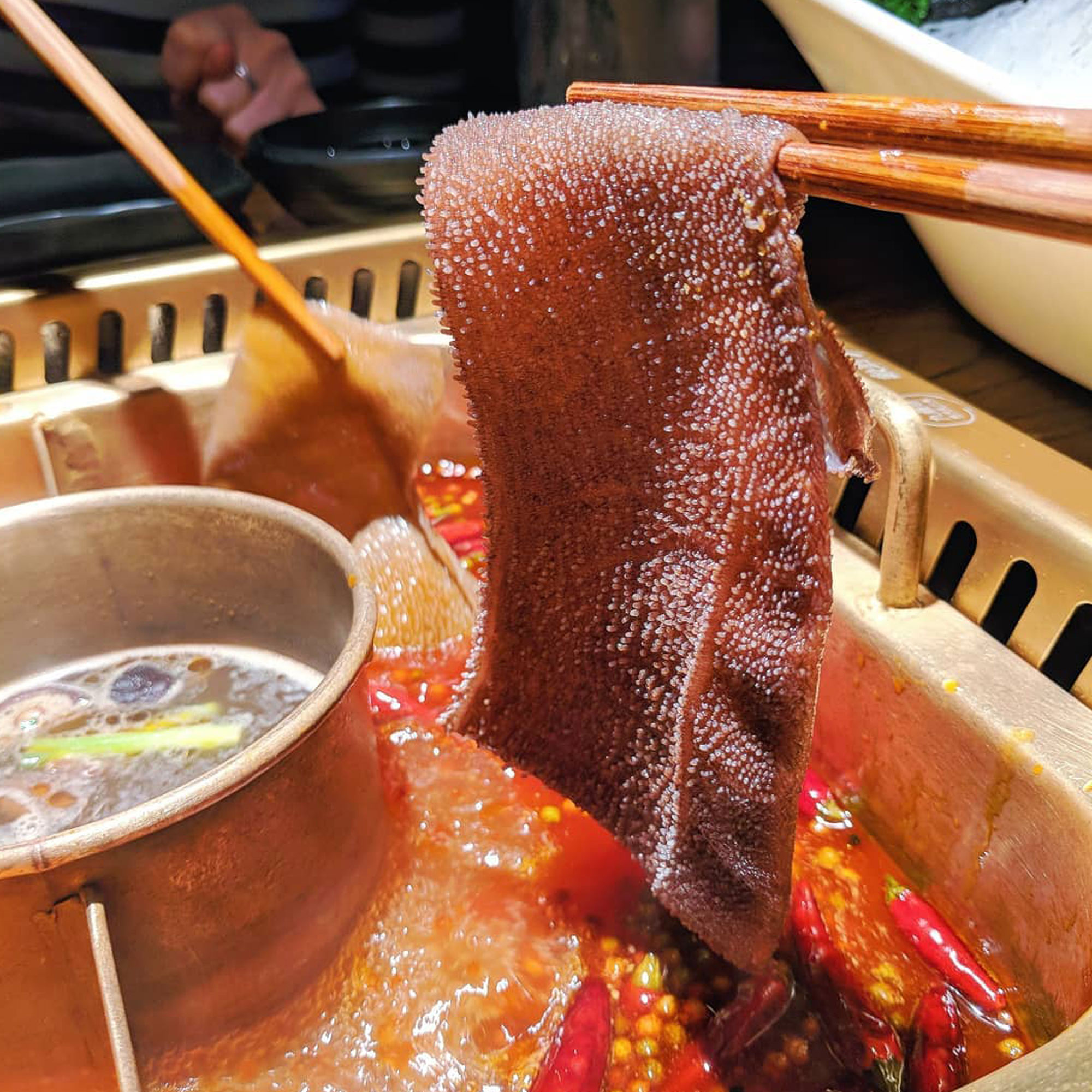 Hot pot with tripe in China.