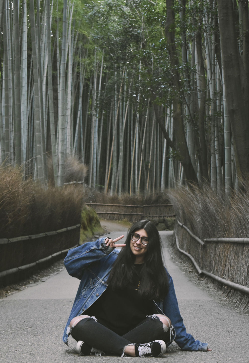 Gabriela Quiros in bamboo forest in Arashiyama