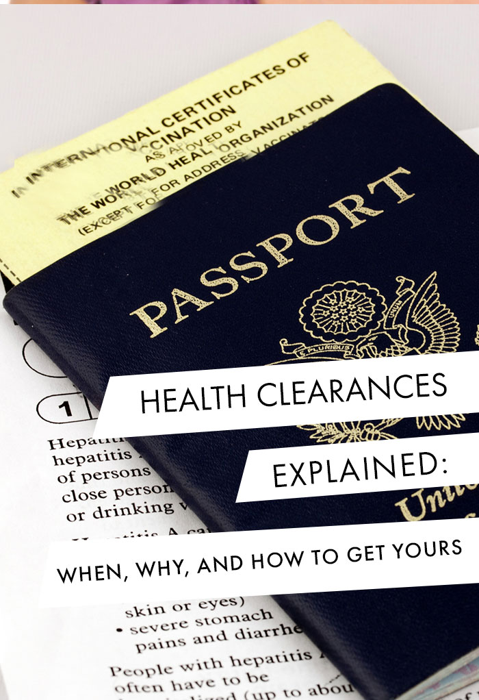 Travel vaccine paperwork for health clearance and passport