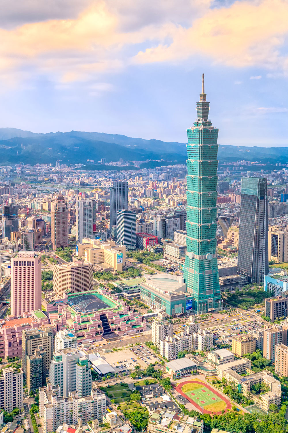 Skyline of Taipei Taiwan.