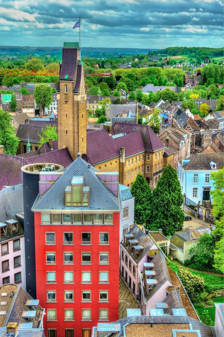 Aerial view of the old town of Maastricht, the Netherlands
