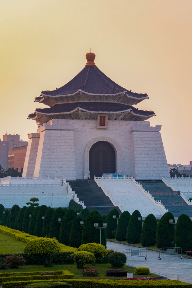 Sunset at the National Chiang Kai-shek Memorial Hall, Taipei, Taiwan