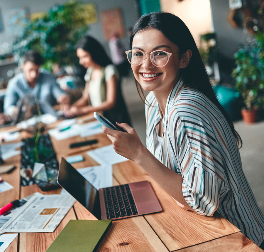 Group of young business people are working together in modern office.