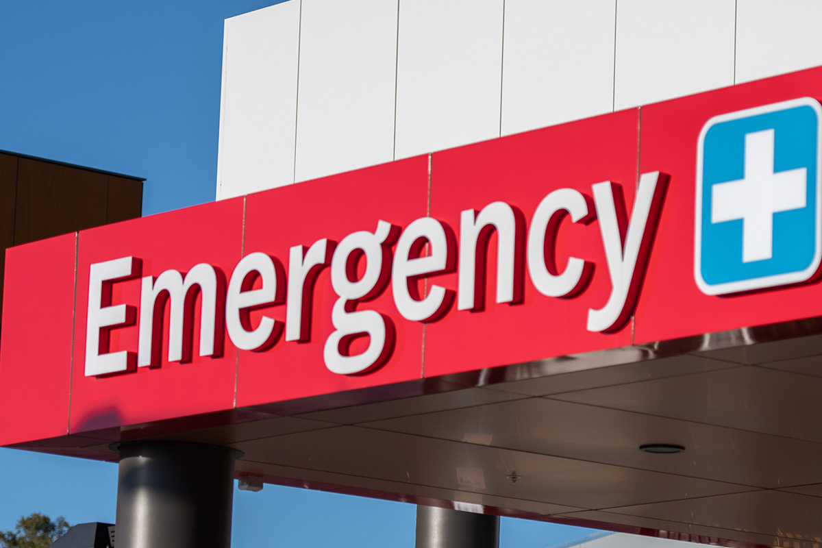 Emergency room signage at a hospital in Sydney, Australia