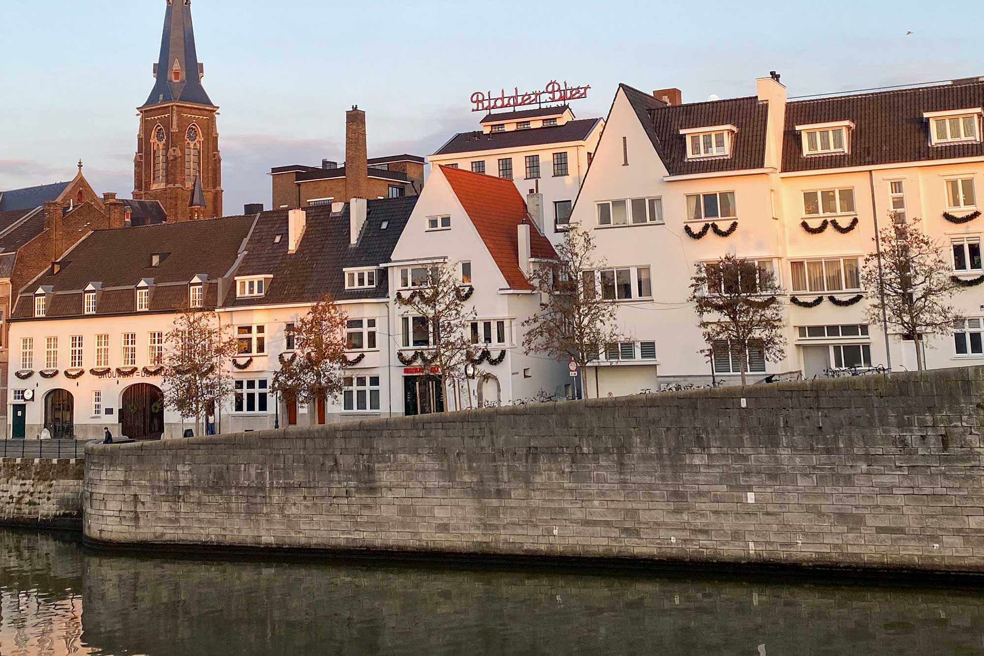 View of Maastricht near the St. Servatius Bridge.