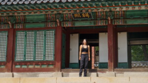 Nico posing in front of the GyeongBokGung Palace, a royal palace of the Joseon dynasty. 