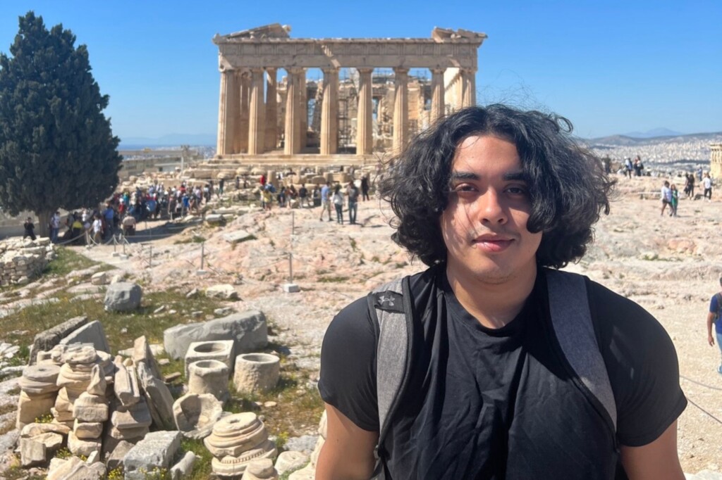 Anthony Raphael Meza-Martinez in Greece while studying abroad