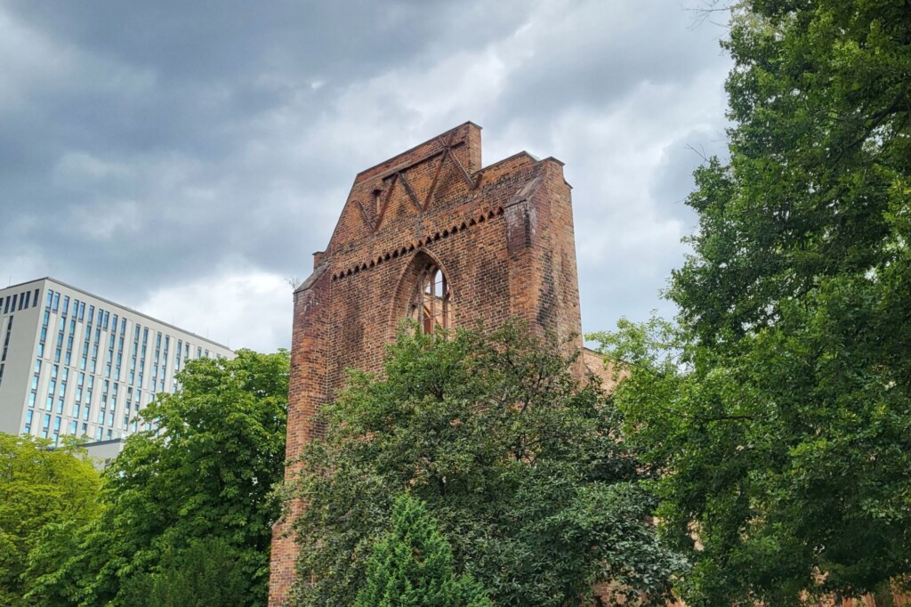 Burned out building frame in Berlin, Germany