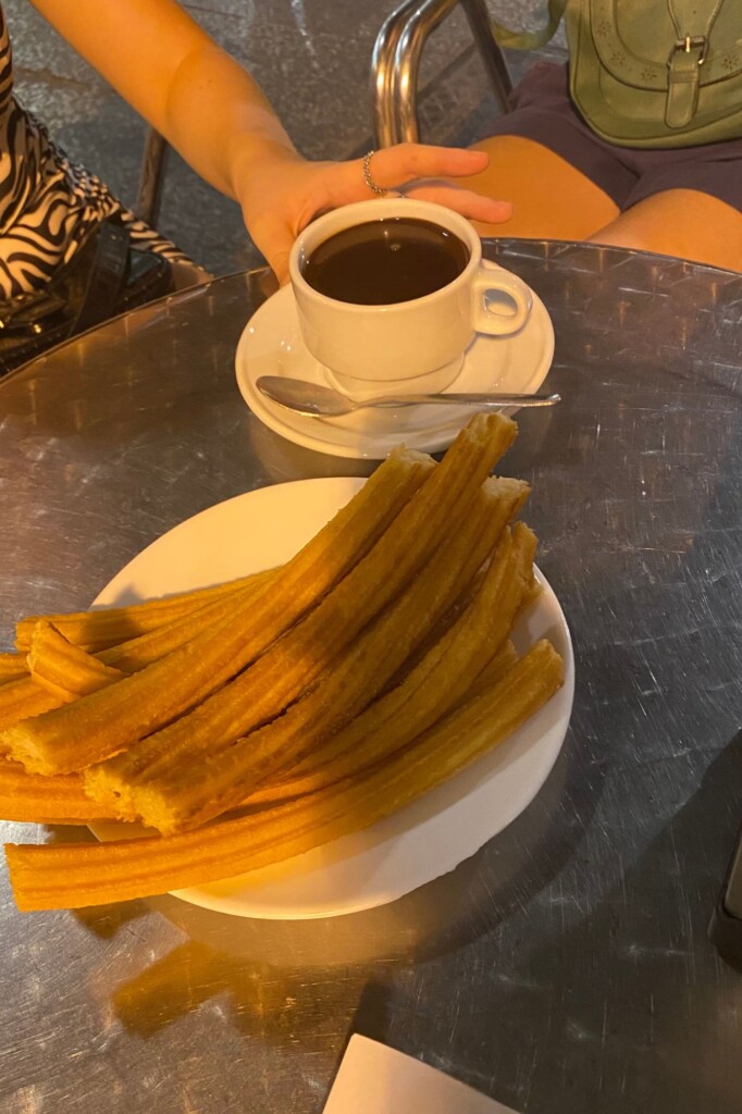 Churros and hot chocolate or coffee in Madrid