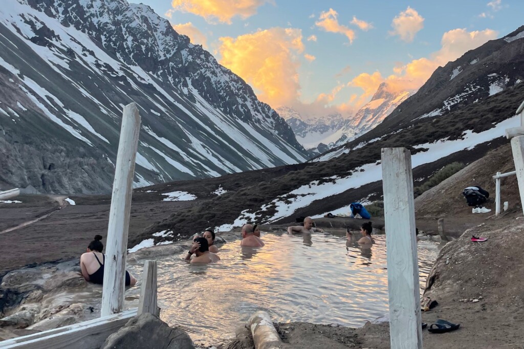Outdoor hot springs on a mountain in Chile