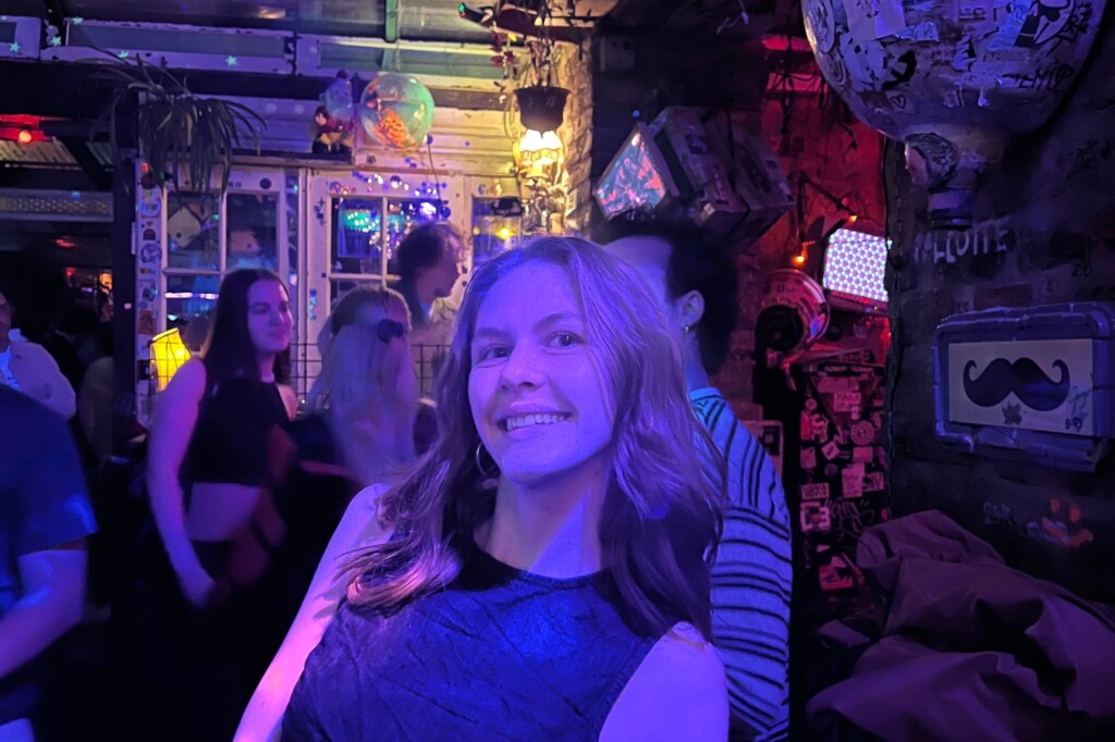 Kylee Cochran (UCI) at a bar in Europe