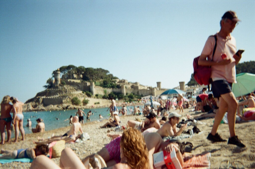 Crowded beach in Barcelona