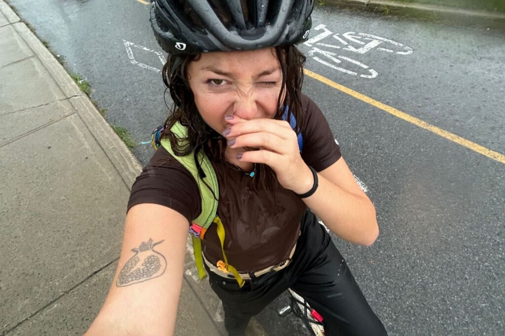 Lily Frohlich (UCSC) biking in Montreal