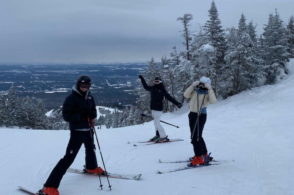 Lily Frohlich (UCSC) skiing with friends on study abroad in Canada