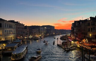 Sunset over Venice canal in Italy