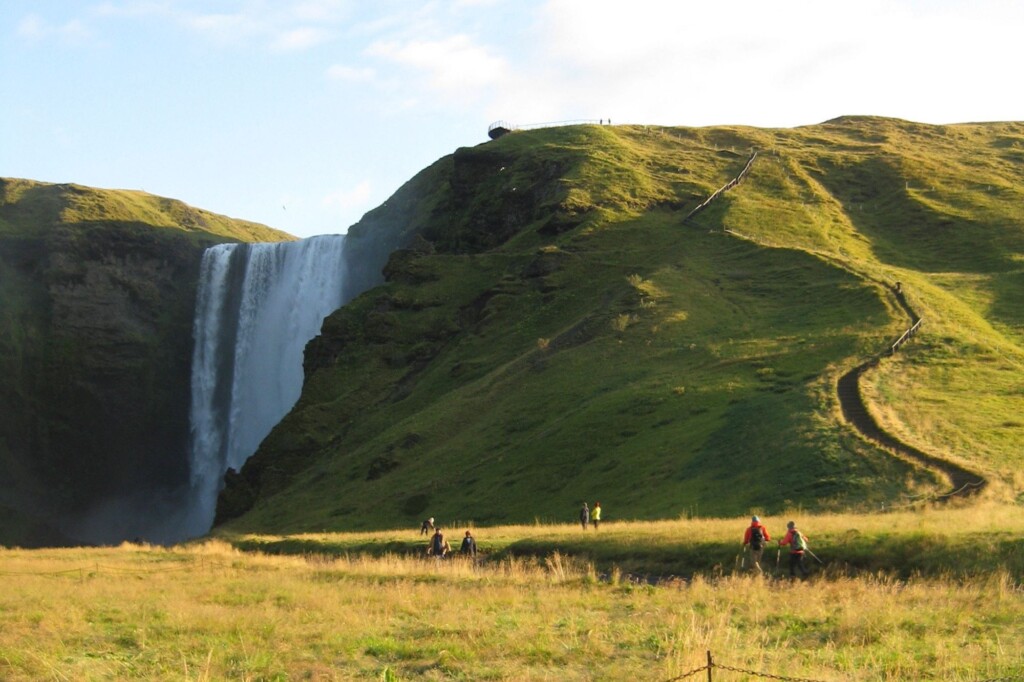 Iceland landscape with waterfall