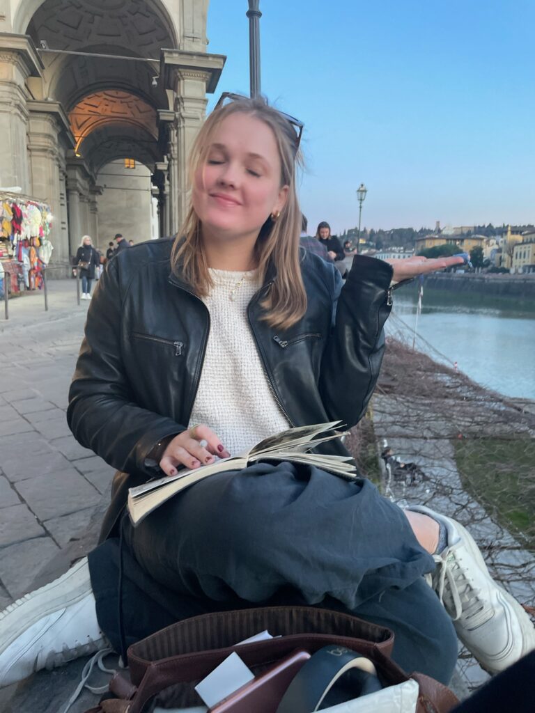 Annika Sundberg with her journal abroad