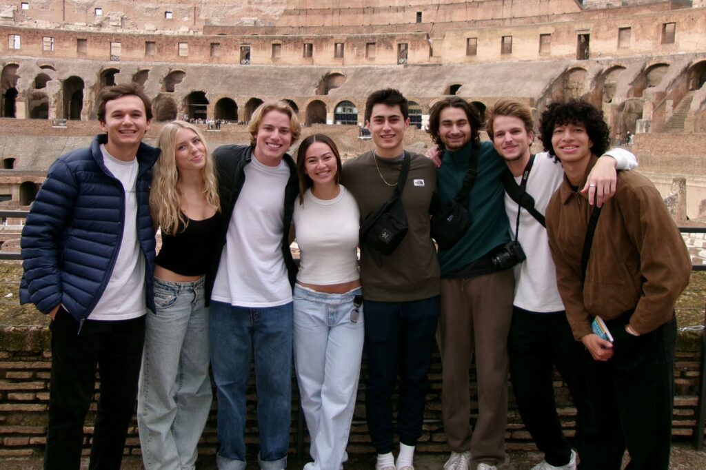 Ava Williams with a group of friends in Rome