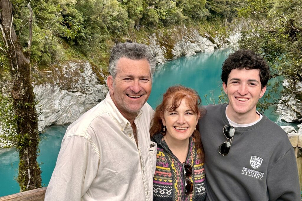 Jordan Shellow with parents in Australia