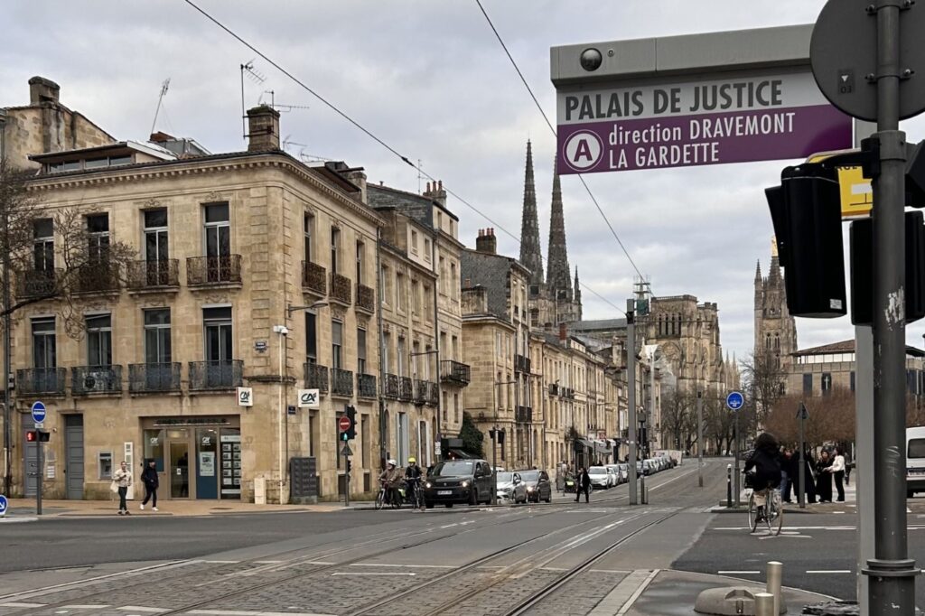 View of street in France with sign