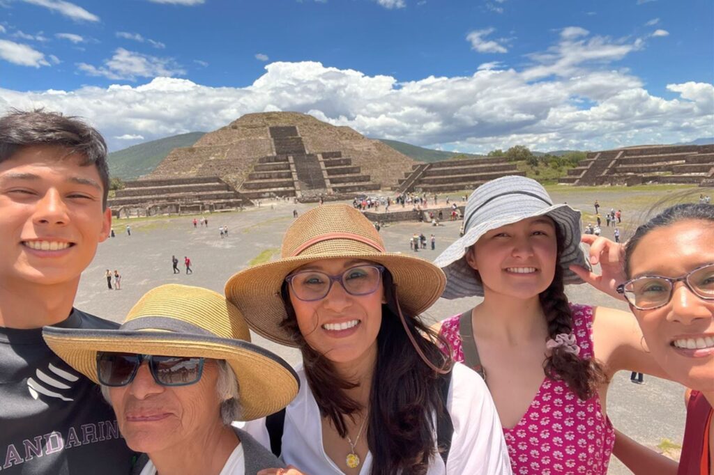Elina Dern (UCI) with her family in Mexico by pyramids